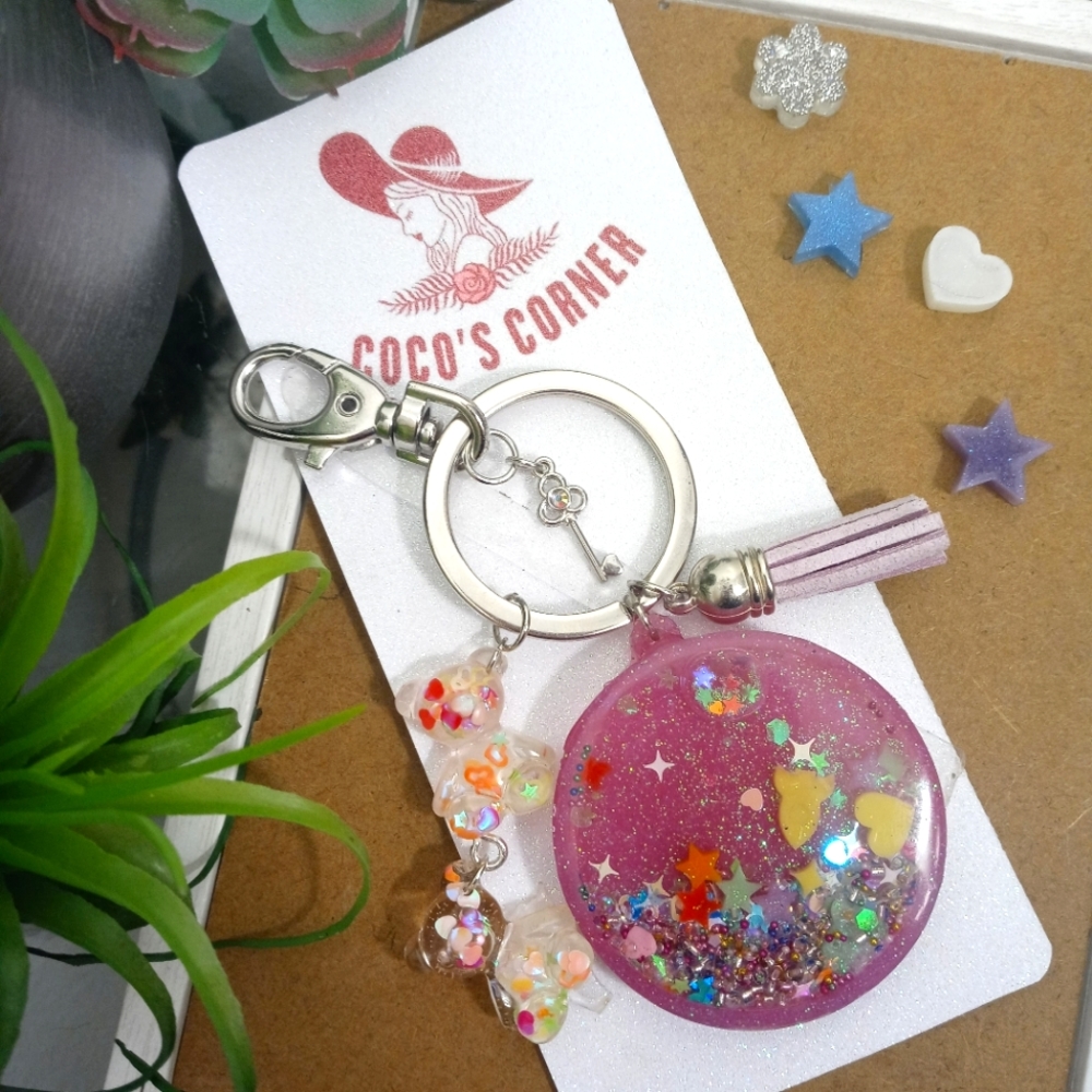 Fun liquid waterfall shaker resin keychain